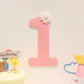 Décoration murale chiffre 1 en feutre rose avec fleur pour fête de premier anniversaire - Chiffre 1 / Rose
