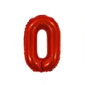 32-inch red number 0 foil balloon with a shiny metallic finish for birthday party decor - Number 0 / Red