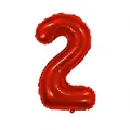 32-inch red metallic foil balloon shaped as number 2 for birthday party decor - Number 2 / Red