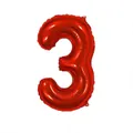 Vibrant red number 3 foil balloon with metallic finish for birthday party decoration - Number 3 / Red