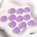 Flat round purple acrylic smiley face beads for DIY handmade jewelry crafting - 20mm 10 Pieces/Pack / Purple