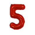Roter 32-Zoll-Folienballon in Form der Zahl 5 mit Metallic-Effekt für Geburtstage - Zahl 5 / Rot