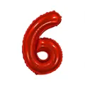 Leuchtend roter 32-Zoll Folienballon in Form der Zahl 6 für Geburtstagsdekorationen - Zahl 6 / Rot