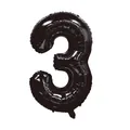 Palloncino a numero 3 nero lucido in alluminio per decorazioni di feste e compleanni - Numero 3