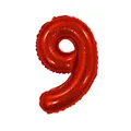 Vibranter metallisch roter Folienballon Zahl 9 für Geburtstage und Jubiläumsdeko - Zahl 9 / Rot