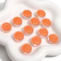 Perles en acrylique à visage souriant orange pour bracelets sur un plateau en céramique - Rond Orange / 20mm Épaisseur 8mm (10 Pièces/Paquet)
