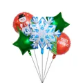 Lot de 5 ballons de Noël en aluminium avec bonhomme de neige, flocon et texte festif - Forme de Flocon de Neige Bleu (Set de Noël 08) / Lot de 5