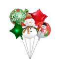 Détail de ballons de Noël en aluminium avec bonhomme de neige, étoiles et motifs festifs - Forme de Bonhomme de Neige avec Écharpe (Set de Noël 10) / Lot de 5
