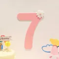 Décoration chiffre 7 en feutre rose avec marguerite pour fête d'anniversaire enfant - Chiffre 7 / Rose