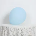 Close-up of a matte light blue latex balloon with detailed knot on elegant lace background - Macaron Blue
