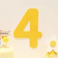 Vibrant yellow felt number 4 wall decor for kids birthday party celebrations - Number 4 / Yellow