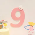 Chiffre 9 en feutre rose avec marguerite pour décoration murale d'anniversaire enfant - Chiffre 9 / Rose