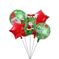 Lot de 5 ballons de Noël en aluminium avec Père Noël, étoiles et forme de chaussette - Forme de Chaussette de Noël (Set de Noël 15) / Lot de 5