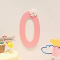 Décoration de fête chiffre zéro en feutre rose avec marguerite pour anniversaire - Chiffre 0 / Rose