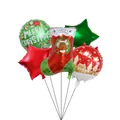 Détail du lot de 5 ballons de Noël en aluminium avec chaussette renne et formes d'étoiles - Ballon Rond Rouge Village Enneigé (Set de Noël 16) / Lot de 5