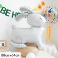 Detail view of 4D standing rabbit foil balloon with cute face and 88cm x 64cm dimensions - 88x64cm / White