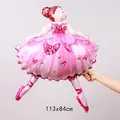Ballon en aluminium de ballerine pour décoration de fête d'anniversaire, 113x84cm - Fille qui Danse / Rose
