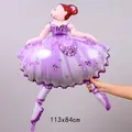 Grand ballon en aluminium danseuse de ballet pour décoration d'anniversaire, 113x84cm - Fille qui Danse / Violet