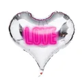 Modern 22-inch silver heart foil balloon with pink LOVE print for wedding party decor - LOVE Pattern (A04030809) / Silver