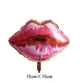 Detailed view of 75cm red lip foil balloon for romantic party decorations - Red Lips / 75cmx75cm