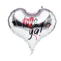 22 inch silver heart foil balloon with black Love Ya print for wedding decorations - love ya Pattern (A04030809) / Silver