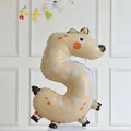 Standing giraffe number 5 foil balloon with beige base for kids birthday party decor - Spotted Animal Number Five