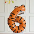 Tiger pattern number 6 foil balloon with animal head for kids birthday party decoration - Tiger Number 6