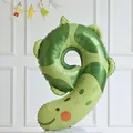 Cartoon green number 9 animal foil balloon with base for kid's birthday party decoration - Dinosaur Snake Number Nine