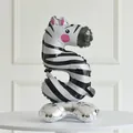 Standing number 5 zebra stripe foil balloon with pink ears for birthday party decor - Standing Zebra Number Five