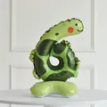 Standing green dinosaur-themed number 6 foil balloon for kids birthday party decor - Standing Dinosaur Number Six
