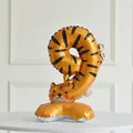 Standing tiger animal themed number 9 foil balloon for kids birthday party decoration - Standing Tiger Number Nine