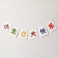 Pancarta de cumpleaños china colorida en cuerda blanca para decoración de fiestas - Estilo de Pancarta Pequeño Cumpleaños Gran Felicidad