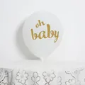 White latex oh baby party balloon with golden handwriting for baby shower decoration - White Baby Print