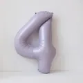 Detail of lavender 40-inch number 4 foil balloon with metallic finish for birthday party - Number 4