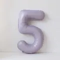 Detail of 40-inch lavender purple number 5 balloon with a smooth matte finish texture - Number 5