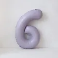 Detail of a matte lavender number 6 foil balloon for birthday party decorations - Number 6