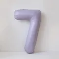 Detail view of large 40 inch lavender purple number 7 foil balloon for birthday decor - Number 7