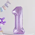 Hellvioletter Folienballon Zahl 1 in Kristall-Lila für den ersten Kindergeburtstag - Zahl 1
