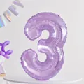 32-Zoll lila Zahlenballon 3 aus Folie für Kindergeburtstage und Partydekoration - Zahl 3