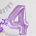 Globo número 4 morado cristal de 32 pulgadas para decoración de fiesta de cumpleaños - Número 4
