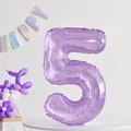 Globo número 5 de cristal púrpura de 32 pulgadas para decoración de fiesta infantil - Número 5