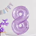 Globo número 8 de papel de aluminio morado cristal de 32 pulgadas para fiesta infantil - Número 8