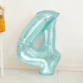 Blauwe folieballon nummer 4 in macaron-stijl voor verjaardagsfeest decoratie - Cijfer 4