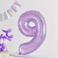Globo de papel de aluminio número 9 violeta claro brillante para fiestas de cumpleaños - Número 9