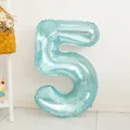 Blauwe kristalgelei folieballon nummer 5 voor verjaardagsfeestjes van kinderen - Cijfer 5