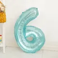32-inch lichtblauwe kristallen gelei cijfer 6 ballon voor verjaardagsfeestjes - Cijfer 6