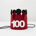 Red felt 100th birthday crown headband with black elastic string for celebration photo props - Number 100