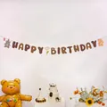 Detail van de Happy Birthday-slinger met beren en schattige bloemenfeestdecoraties - Bloemen Beer Happy Birthday Banner