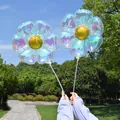 Ballons marguerite en aluminium irisé avec tiges pour décoration de fête d'enfants - Marguerite Holographique Avec Tige Transparente