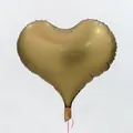 Palloncino in nylon a forma di cuore oro opaco da 22 pollici con nastro rosa decorativo - Oro Cioccolato